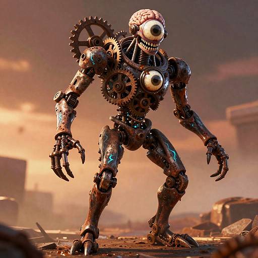 Clockwork Abomination in Saffron Twilight