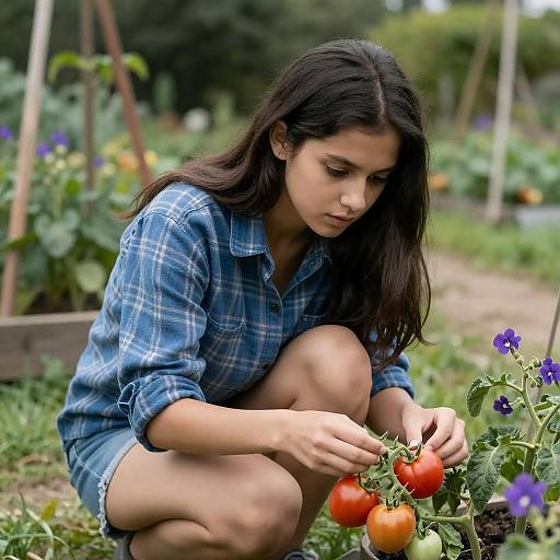 Focused Gardener in Vibrant Nature