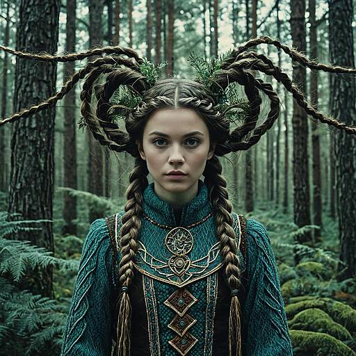 Mystical Forest Guardian with Twined Braids