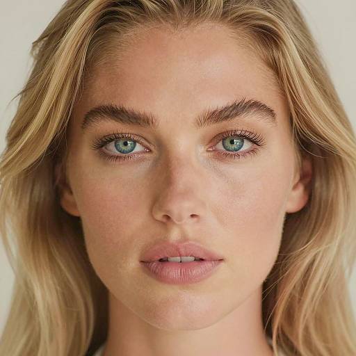 Close-up Portrait of Blonde Woman with Blue Eyes