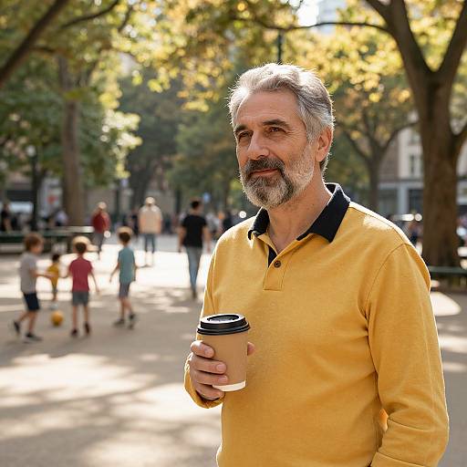 Calm Man Enjoying Sunlit City Park