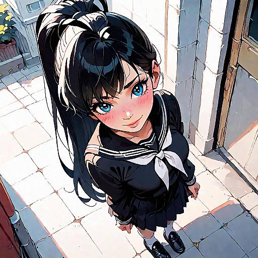 Shy Girl Sunset School Romance