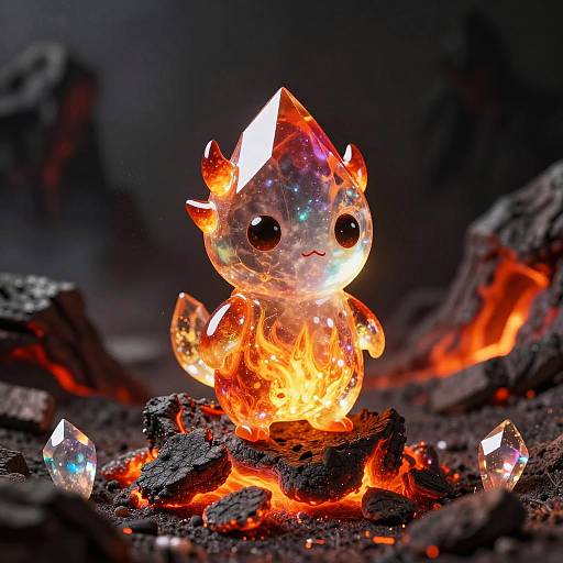 Azure Crystal Fire Imp Fantasy