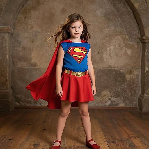 Young Girl in Superman Cape