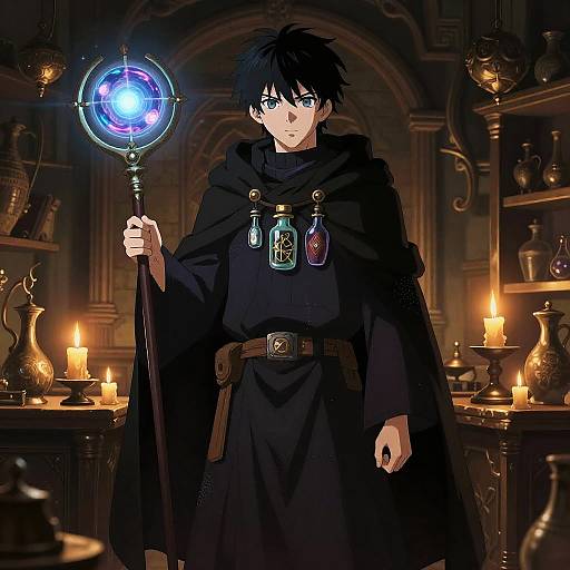 Mysterious Arcane Alchemist in Anime Style