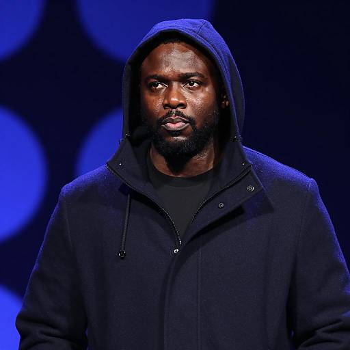 Serious Black Man in Blue Light