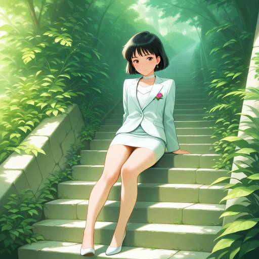 Elegant Young Woman in Lush Mystical Setting Elegant Young Woman in Lush Mystical Setting