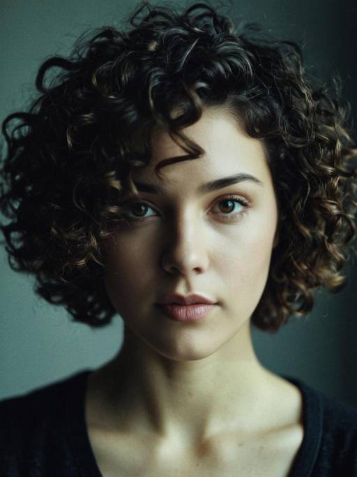 Close-up Portrait of Woman with Short Curly Hair