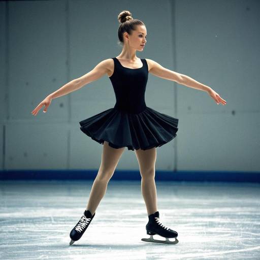 Female Figure Skater in Black Dress on Ice