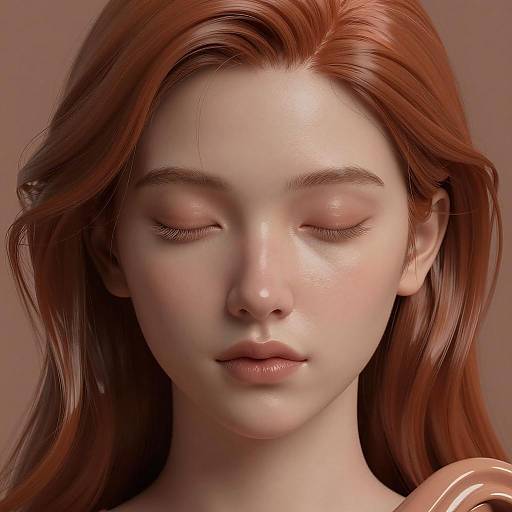 Close-up Digital Portrait of Young Woman with Auburn Hair