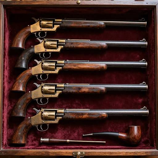 Antique Firearms Display with Velvet Interior