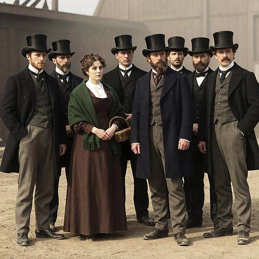 Victorian Group Portrait in Industrial Setting