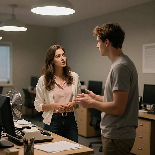 Candid Office Interaction in Low Light