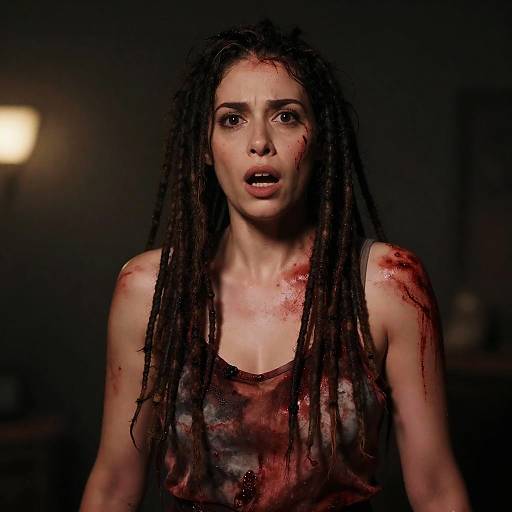 Dramatic Portrait of a Bloodied Woman