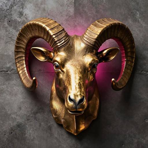 Modern Brass Ram Head Illustration