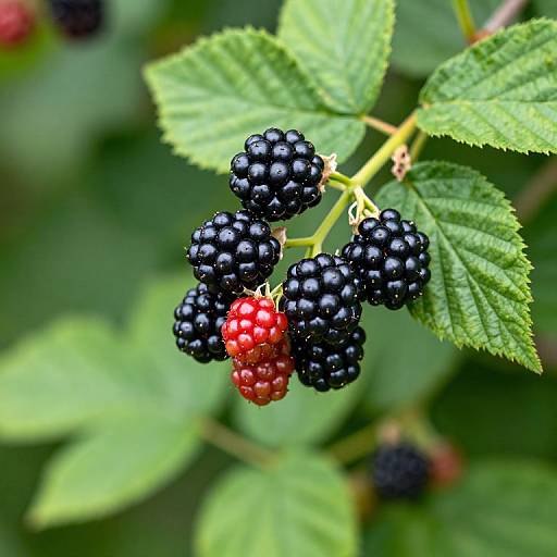 Vibrant Blackberry Cluster on Branch