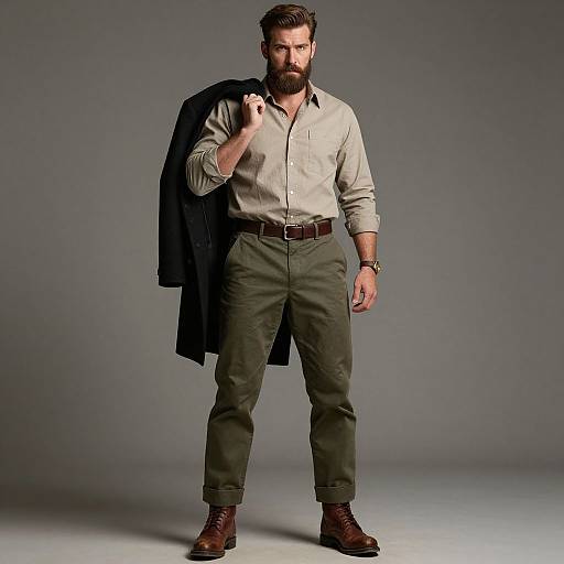 Rugged Handsome Man in Stylish Coat