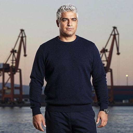 Harbor Master in Navy Outfit at Port