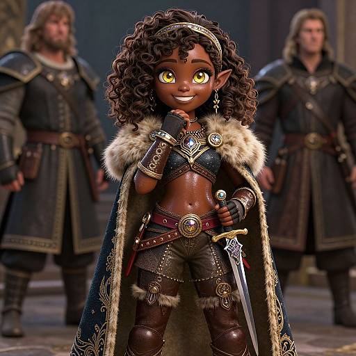 Dark-Skinned Elf Adventurer Portrait