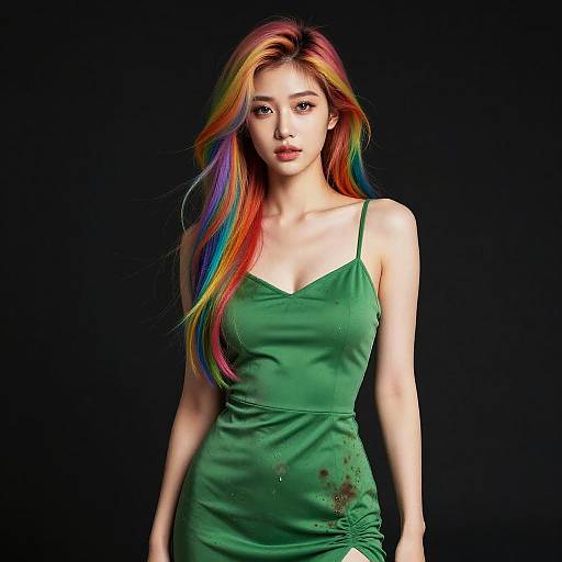 Ultra Realistic Woman with Rainbow Hair