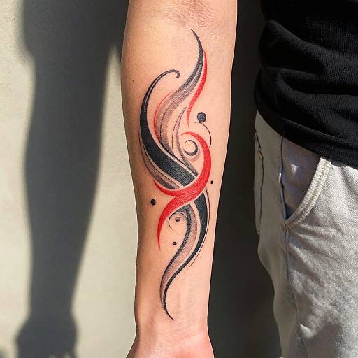 Abstract Red and Black Forearm Tattoos