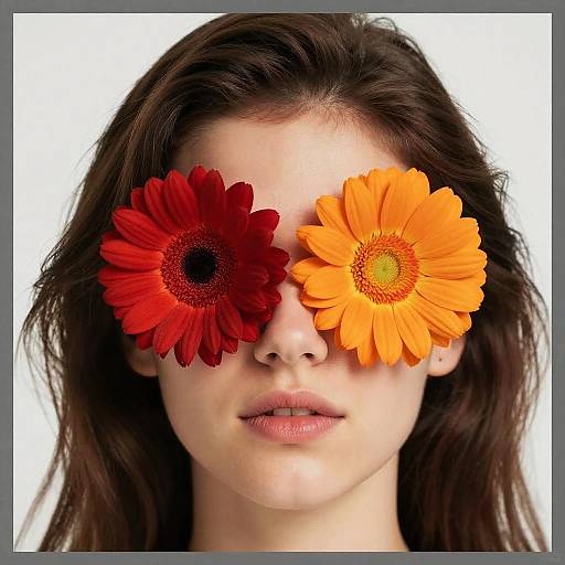 Colorful Portrait with Floral Eye Masks