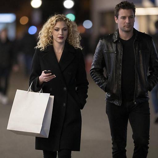 Nighttime Blurred Street Couple Walk