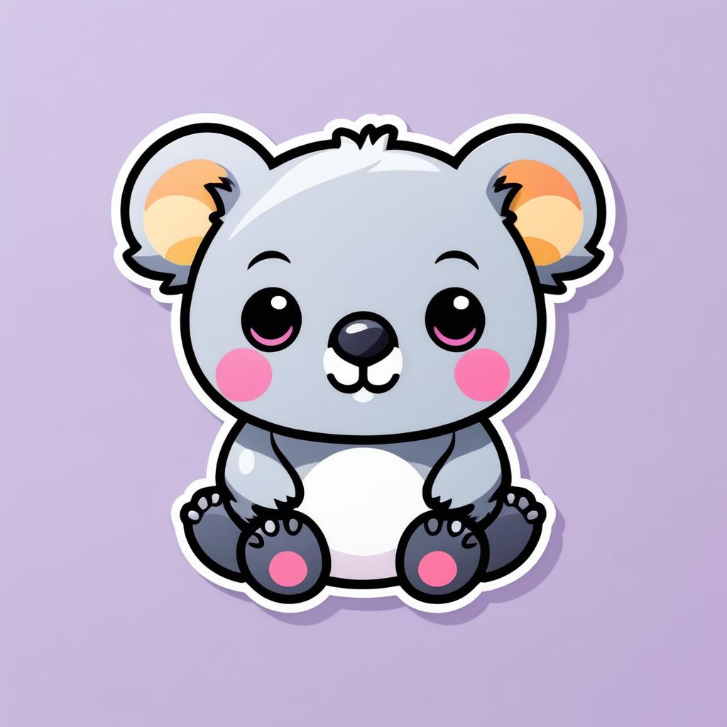 Kawaii Koala Icon in Die-Cut Style