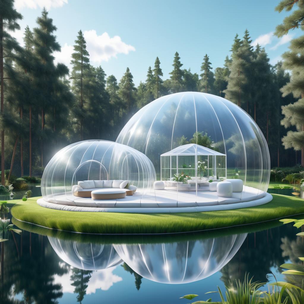 Floating Inflatable Greenhouse on a Lake