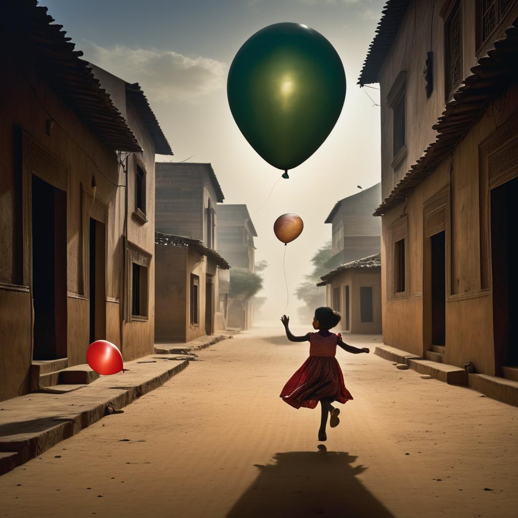 Child with Balloon in Vintage Style