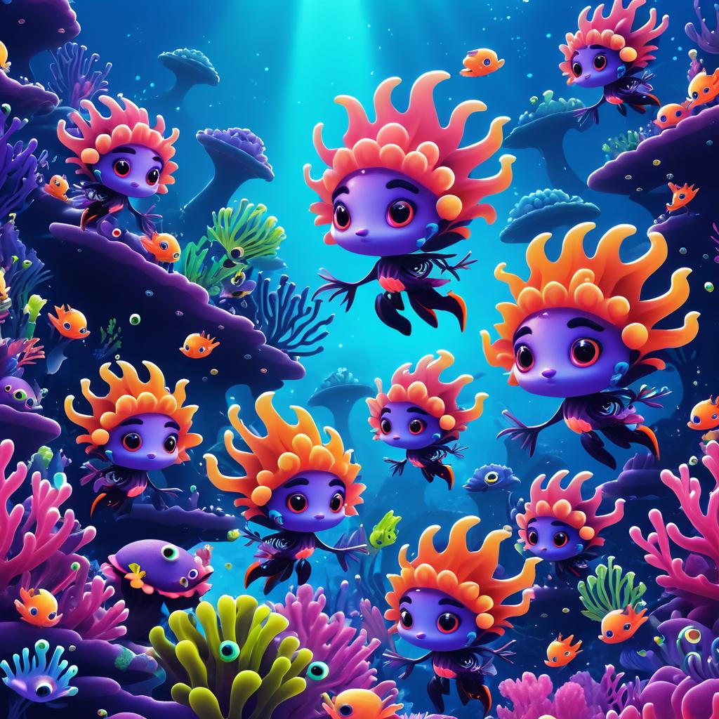 Playful Alien Warriors in Coral Reef