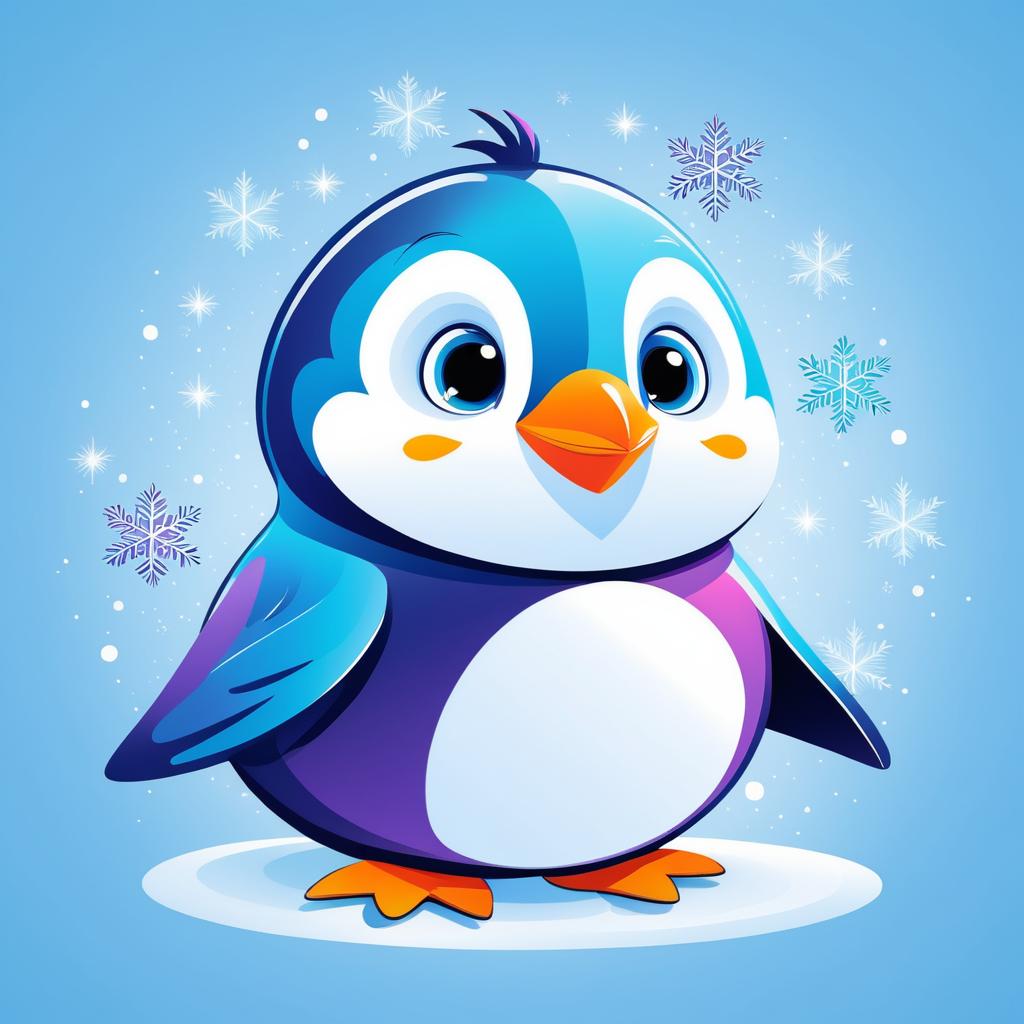 Charming Penguin with Snowflake Companion