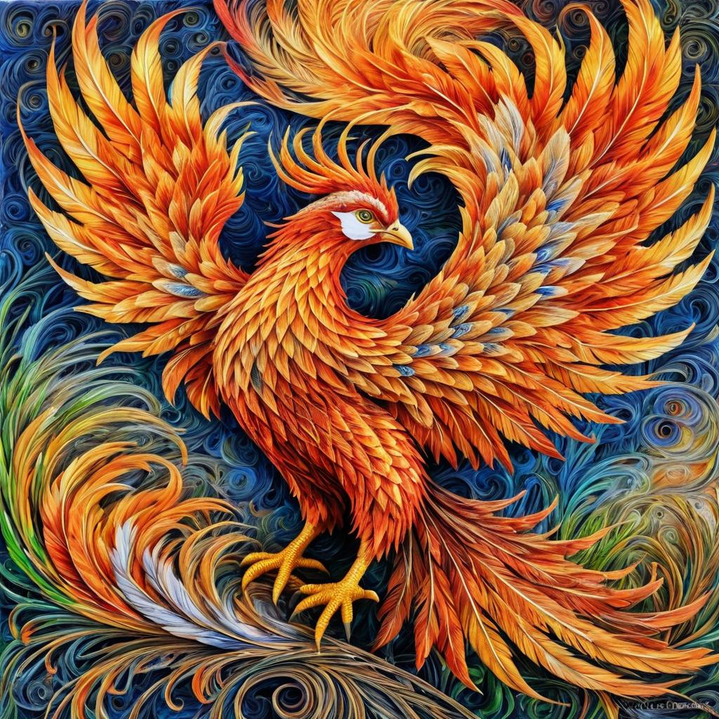 Neo-Impressionist Phoenix in Colored Pencils