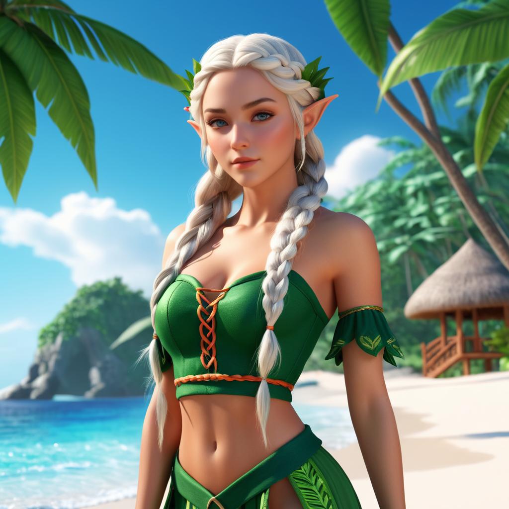 Stunning 3D Elf Pose in Paradise