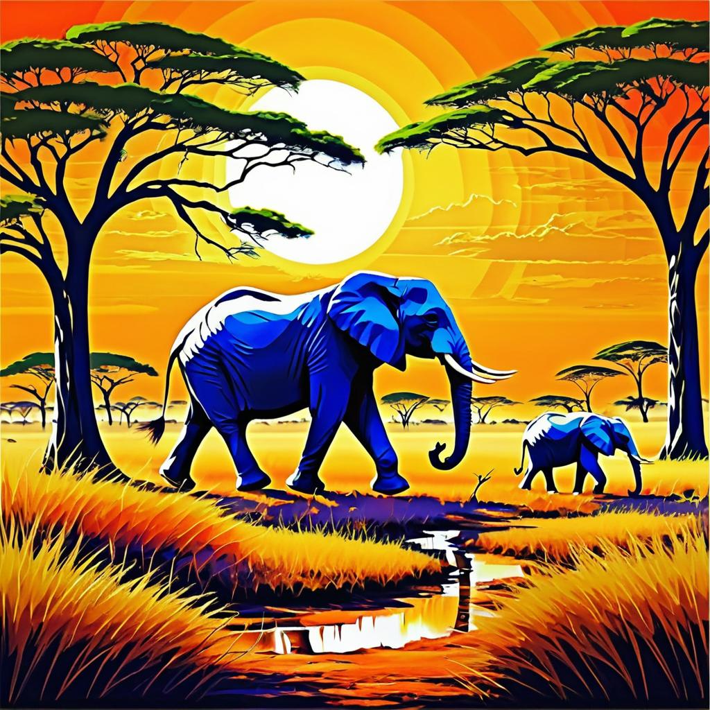 Vibrant African Elephant Painting Kit