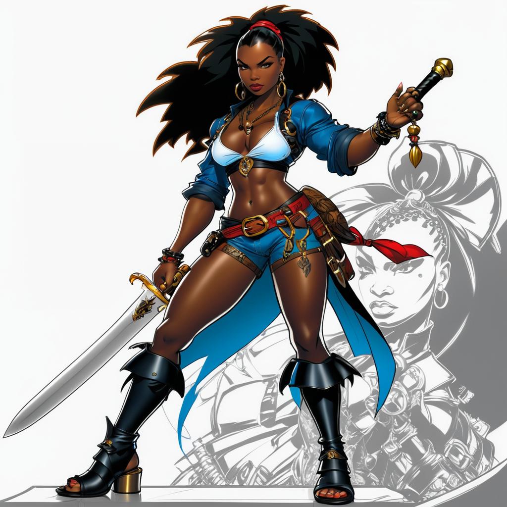 African Woman Pirate in Joe Madureira Style