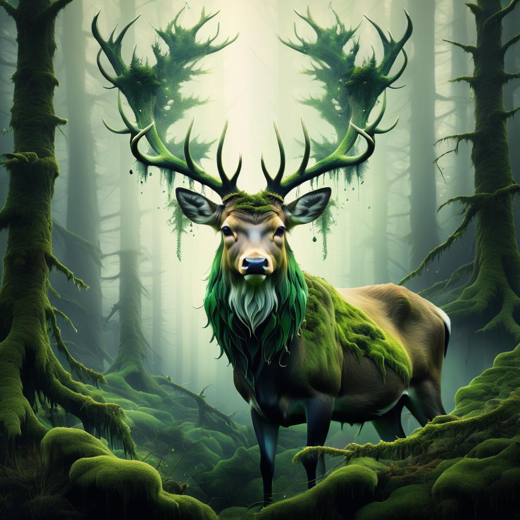 Surreal Deer with Nature Explosion