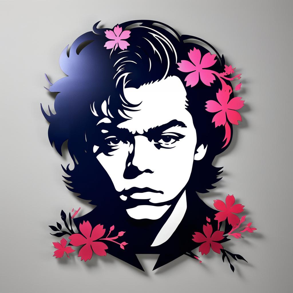 Sakura-Inspired Stencil Art of Harry Styles