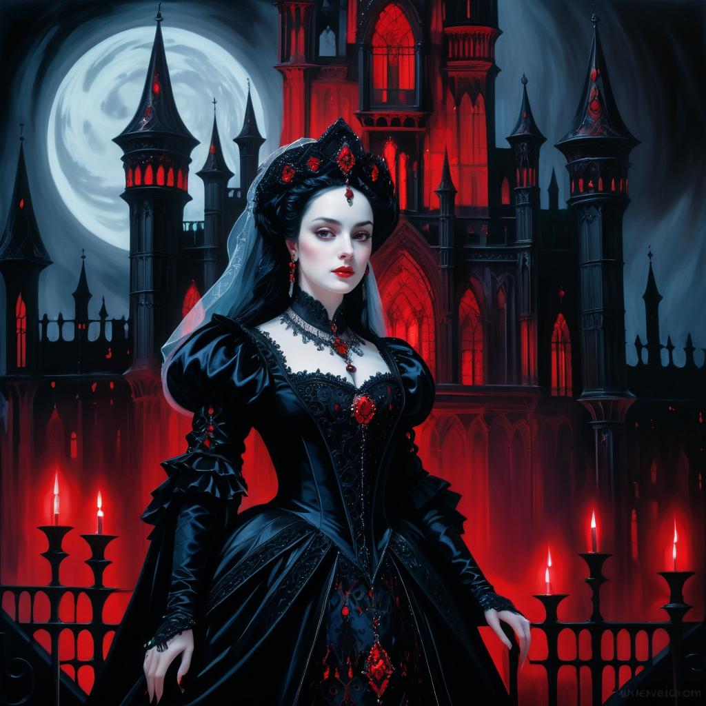 Gothic Ghostly Noblewoman in Castle