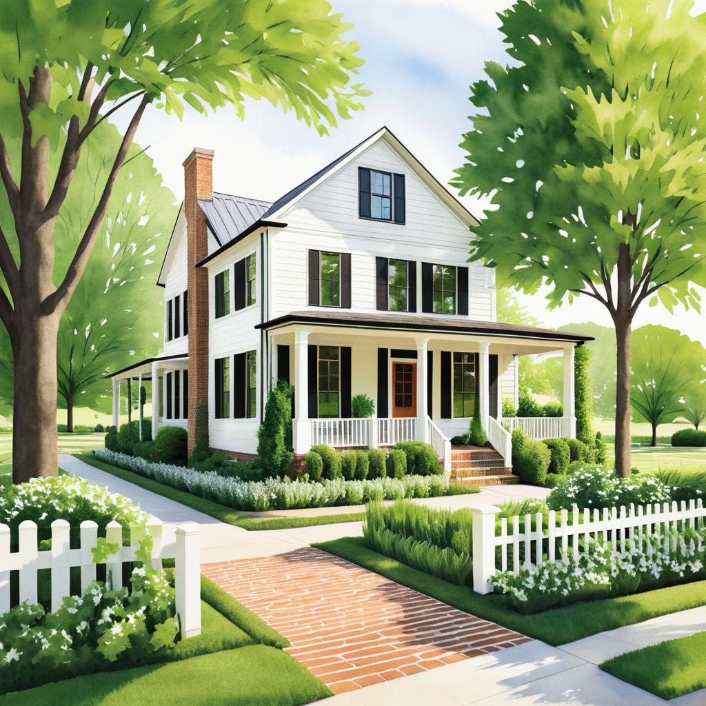 Charming Nashville Neighborhood Illustration