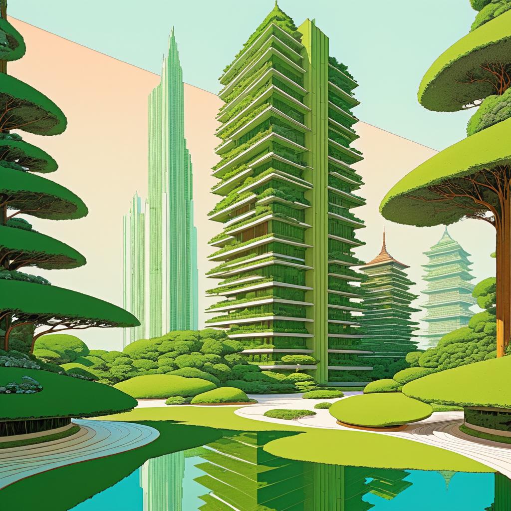 Modernist Skyscraper in Zen Garden