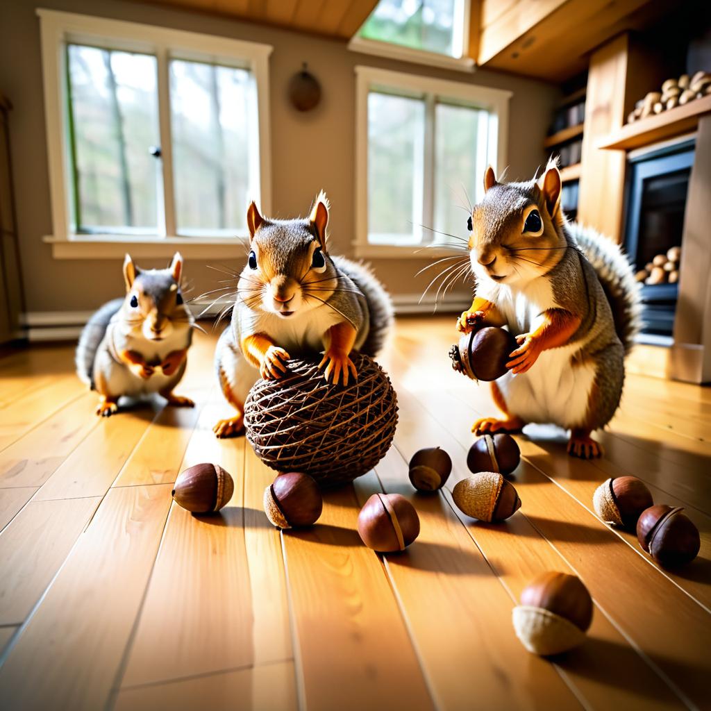 Squirrels in Cozy Living Room Heist