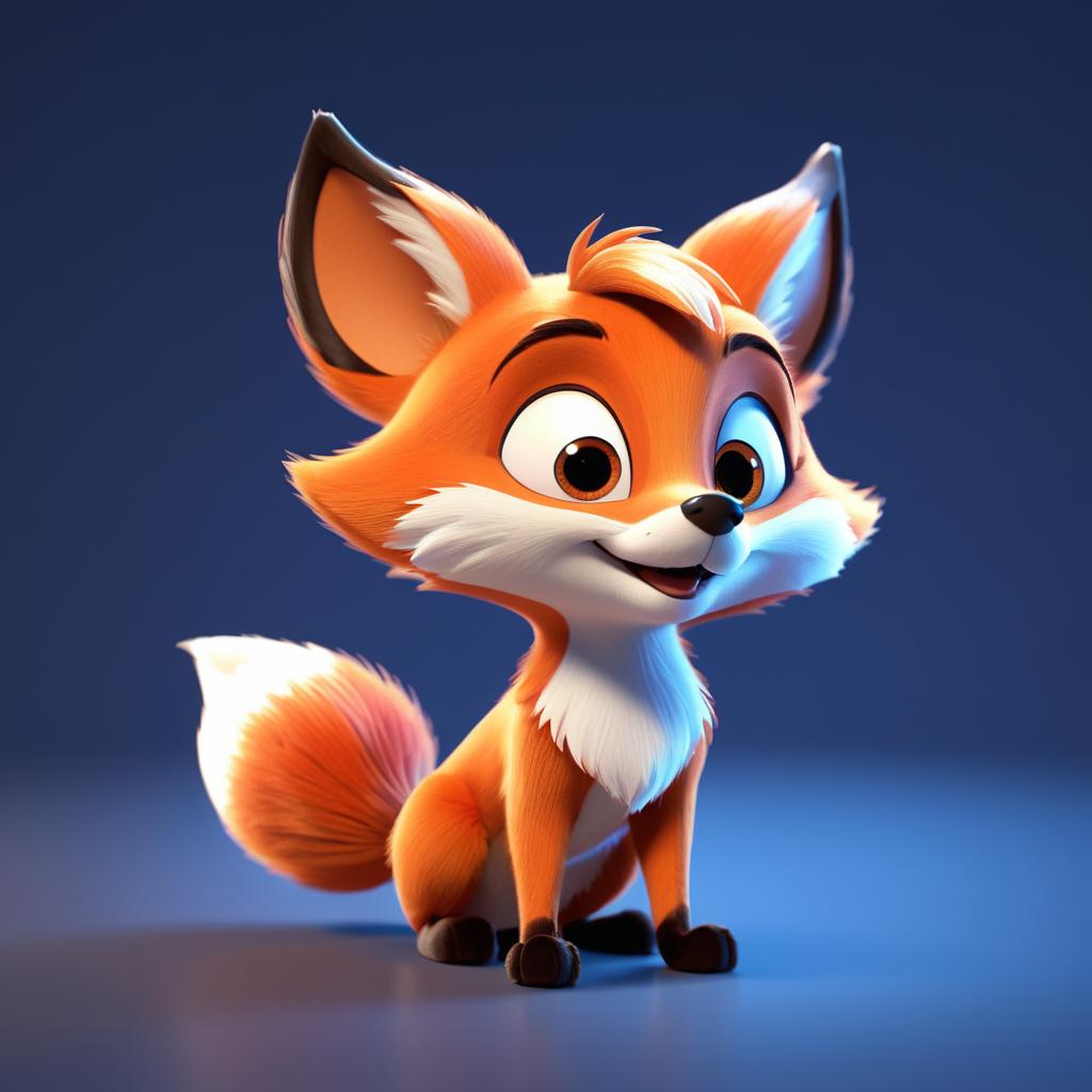 Adorable Mischievous Fox in Pixar Style