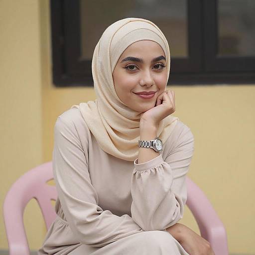 Young Woman in Beige Hijab Portrait