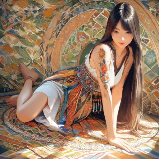 Serene Young Woman in Bohemian Style Serene Young Woman in Bohemian Style