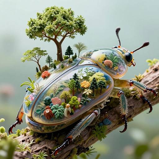 Colossal Beetle Carrying Lush Microcosm