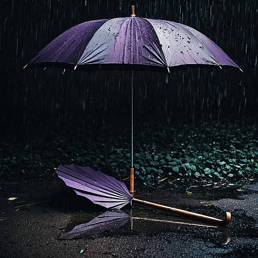 Surreal Impressionistic Abandoned Umbrella Scene