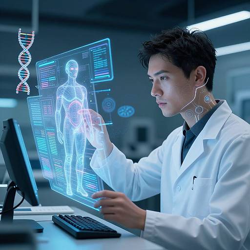 Holographic AI Engineer Creating Humans