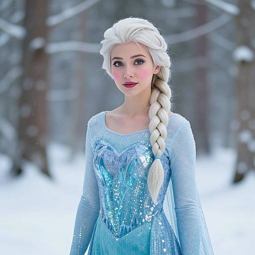 Frozen-Inspired CGI Woman in Snowy Forest