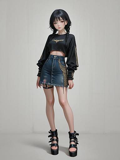 Realistic Woman in Contemporary Streetwear